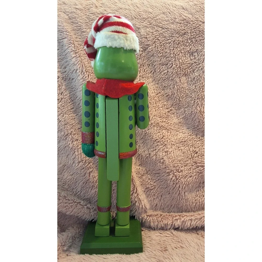 Frog Nutcracker Christmas Holiday Decor Polka Dot Outfit Santa Hat Wood - Picture 4 of 6
